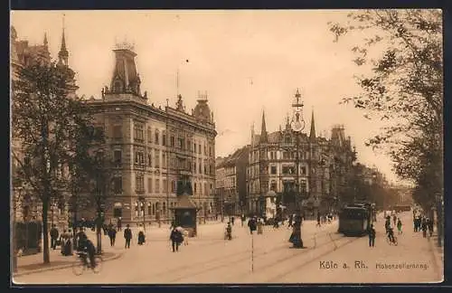 AK Köln-Neustadt, Hohenzollernring mit Strassenbahn und Passanten
