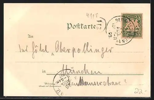 Lithographie Berchtesgaden, Gesamtansicht v. d. Villa Alpenruhe