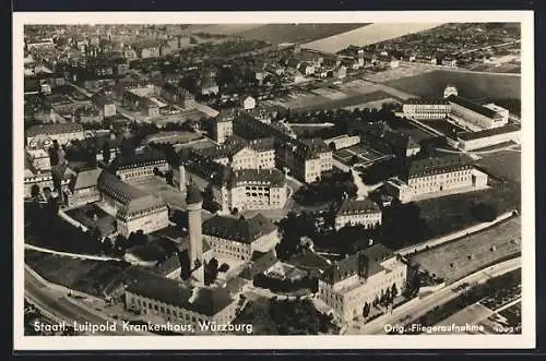 AK Würzburg, staatl. Luitpold Krankenhaus mit Umgebung, Luftbild