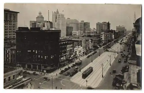 Fotografie unbekannter Fotograf, Ansicht New Orleans, Strassenbahn auf der Canal Street