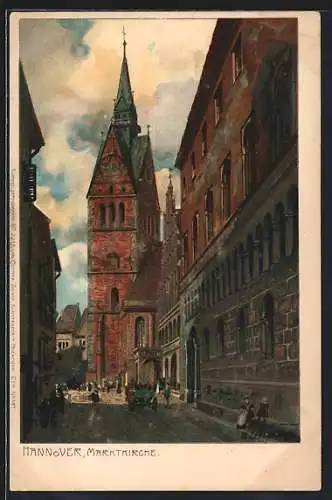 Künstler-AK Zeno Diemer: Hannover, Blick auf die Marktkirche