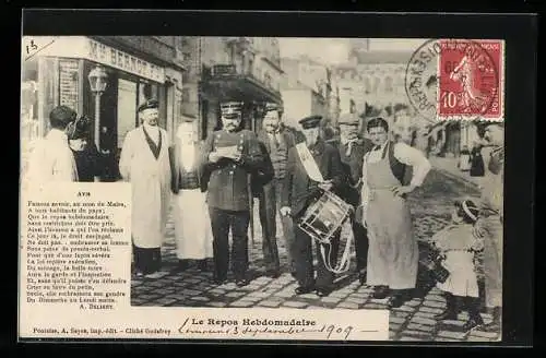 AK Pontoise, Le Repos Hebdomadaire, Ausrufer mit Trommel in Uniform