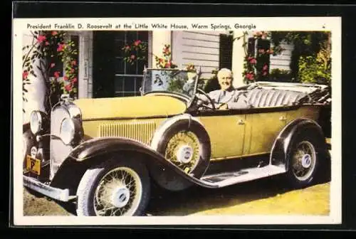 AK Warm Springs, GA, President Franklin D. Roosevelt in his car at the Little White House