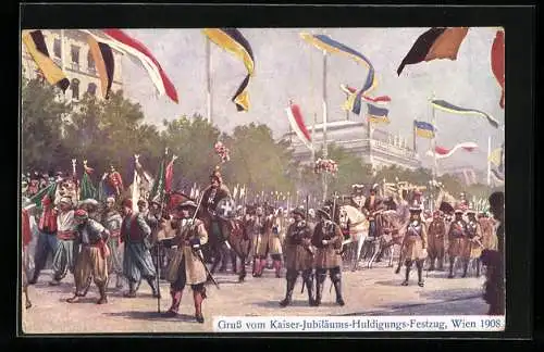 AK Wien, Kaiser-Jubiläums-Huldigungs-Festzug 1908