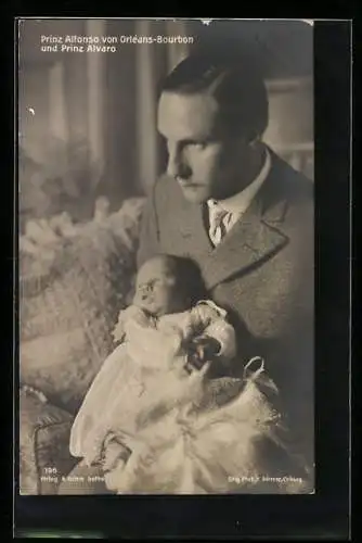 Foto-AK Prinz Alfonso von Orléans-Bourbon und Prinz Alvaro