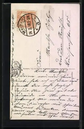 Künstler-AK Arno von Riesen: Ein kleines Kind wäscht seinen Hund