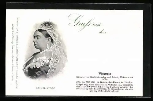 AK Queen Victoria, Königin von Grossbritannien und Irland, Kaiserin von Indien