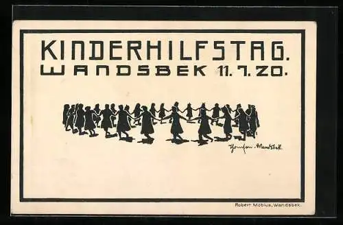 AK Wandsbek, Kinderhilfstag 1920, Kinder beim Ringelreihen, Schattenbild