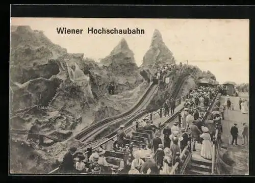 AK Wien, Wiener Prater, Wiener Hochschaubahn aus der Vogelschau