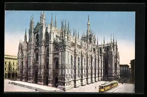 AK Milano, Il Duomo, Strassenbahn