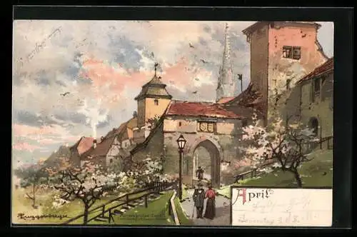 Künstler-AK Theodor Guggenberger: Burg im Frühling, April