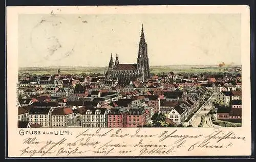 Lithographie Ulm / Donau, Ortsansicht