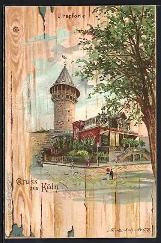 Lithographie Köln-Neustadt, Flaneure an der Ulrepforte