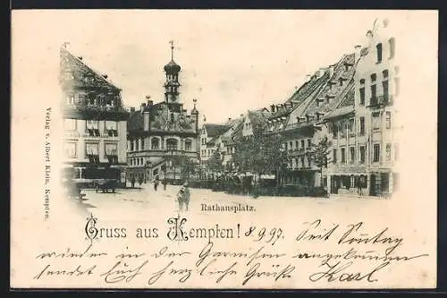 AK Kempten / Allgäu, Strassenpartie am Rathausplatz