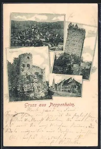 AK Pappenheim / Bayern, Altes Schloss, Burgpartie, Römerturm