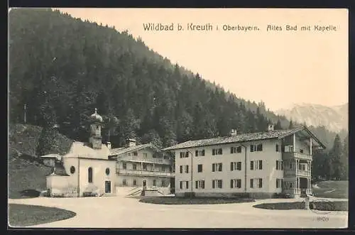 AK Kreuth, Wildbad, Altes Bad mit Kapelle