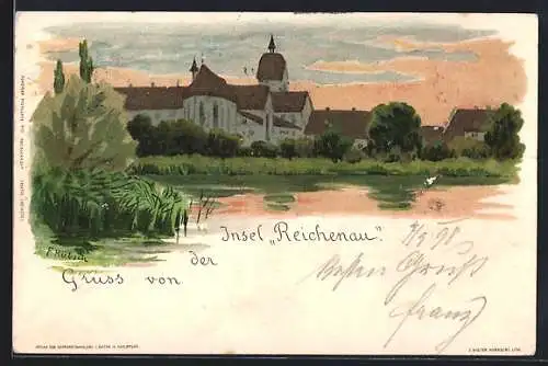 Lithographie Reichenau / Bodensee, Gasthaus zum Mohren