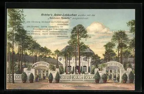 AK Nürnberg, Bayer. Jubiläums-Landesausstellung 1906, Kunstgewerbehaus, Reklame für Richter`s Anker-Lebkuchen