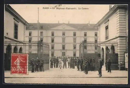 AK Paris, 89e Régiment d`Infanterie, La Caserne, Rue de Reuilly