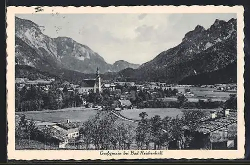 AK Grossgmain bei Bad Reichenhall, Ortsansicht aus der Vogelschau