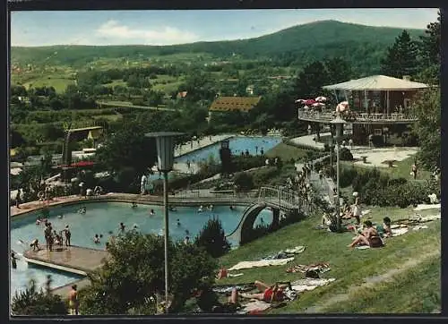 AK Bad Kissingen, Schwimmbad aus der Vogelschau