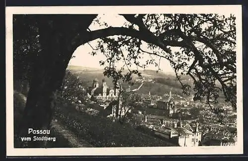 AK Passau, Stadtansicht vom Stadtberg aus