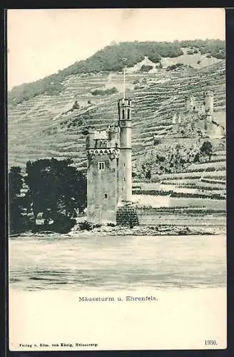 AK Bingen /Rhein, Mäuseturm und Ehrenfels