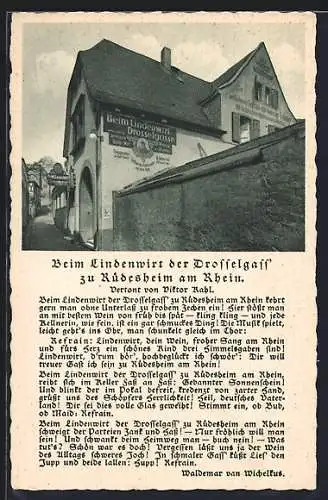 AK Rüdesheim / Rhein, Gasthaus Beim Lindenwirt in der Strasse Drosselgasse