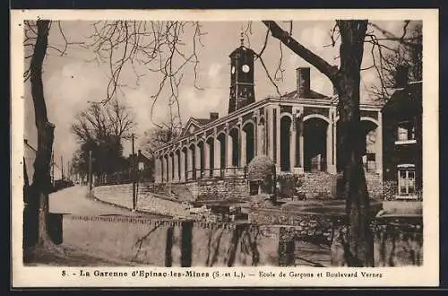 AK La Garenne d`Epinac-les-Mines, Ecole de Garcons et Boulevard Vernes