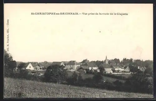 AK St-Christophe-en-Brionnais, Vue prise de la route de la Clayette