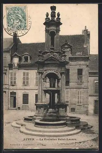 AK Autun, La Fontaine Saint-Lazare