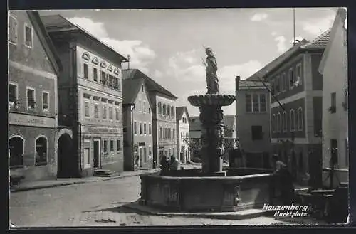 AK Hauzenberg / Niederbayern, Café Schwarzer Adler am Marktplatz