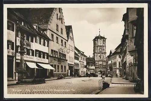 AK Wangen / Allgäu, Herrenstrasse mit Ravensburger Tor