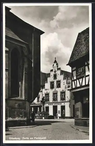 AK Offenburg, Partie am Fischmarkt mit Hirsch-Apotheke