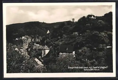 AK Graupert, Strassenpartie mit Gasthaus Schützenhaus