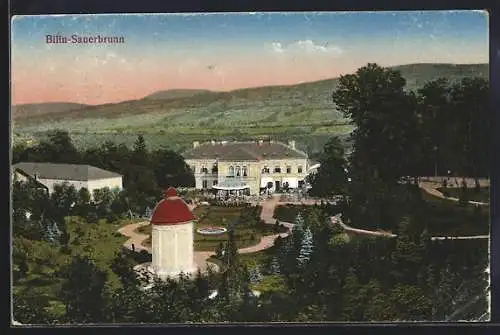 AK Bilin-Sauerbrunn, Panorama mit Hotel