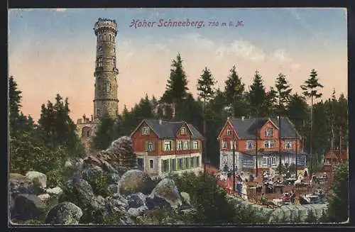 AK Hoher Schneeberg, Gasthaus mit Turm