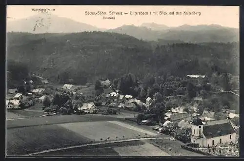 AK Dittersbach /Sächs.-Böhm. Schweiz, Teilansicht mit Blick auf den Kaltenberg