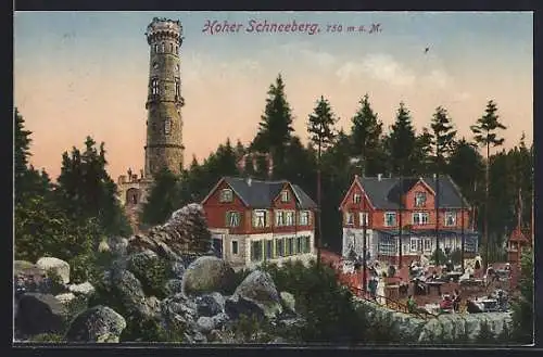 AK Hoher Schneeberg, Gasthaus mit Turm