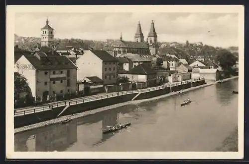 AK Roudnice nad Labem, Partie an der Elbe mit Ruderbooten