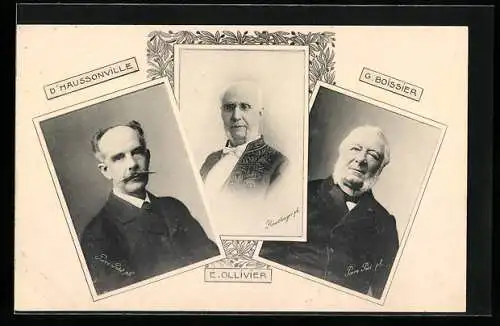 AK D'Haussonville, É. Ollivier & G. Bossier im Portrait