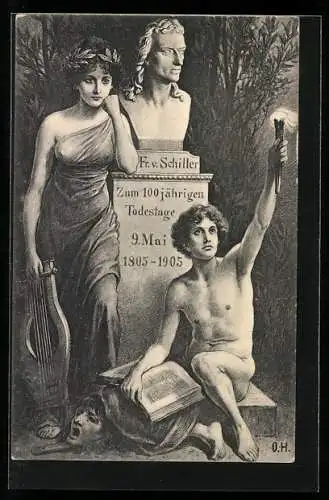 AK Friedrich von Schiller-Denkmal, 100 jähriger Todestag 1805-1905