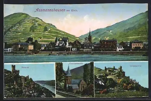 AK Assmannshausen am Rhein, Sooneck, Clemenskapelle, Reichenstein