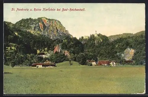 AK Bad-Reichenhall, St. Pankratz und Ruine Karlstein