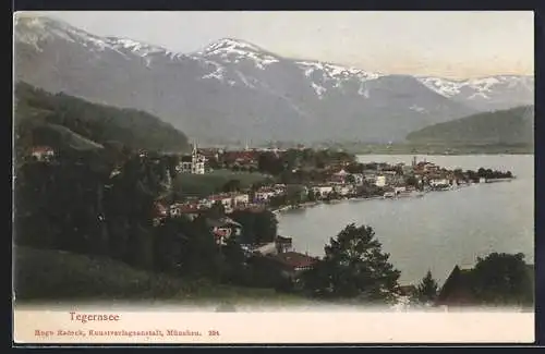 AK Tegernsee, Gesamtansicht mit Bergpanorama