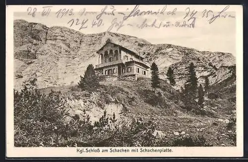 AK Schachen, Gasthaus Königliches Jagdschloss mit Schachenplatte