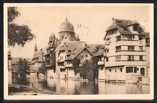 AK Nürnberg, Insel Schütt mit Synagoge