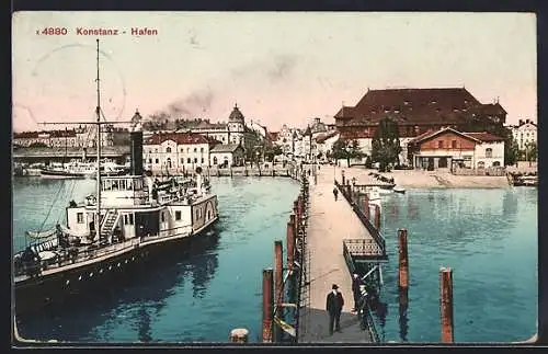 AK Konstanz, Seebrücke im Hafen