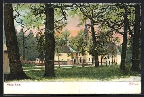 AK Maria Eich, Blick zur Kirche mit Nebengebäude