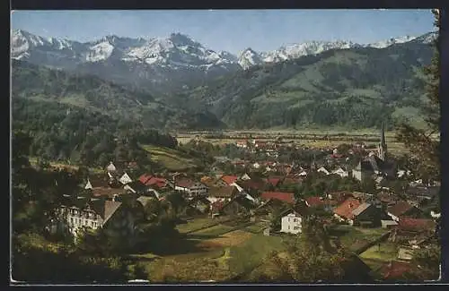 AK Partenkirchen, Teilansicht mit Dreitorspitze